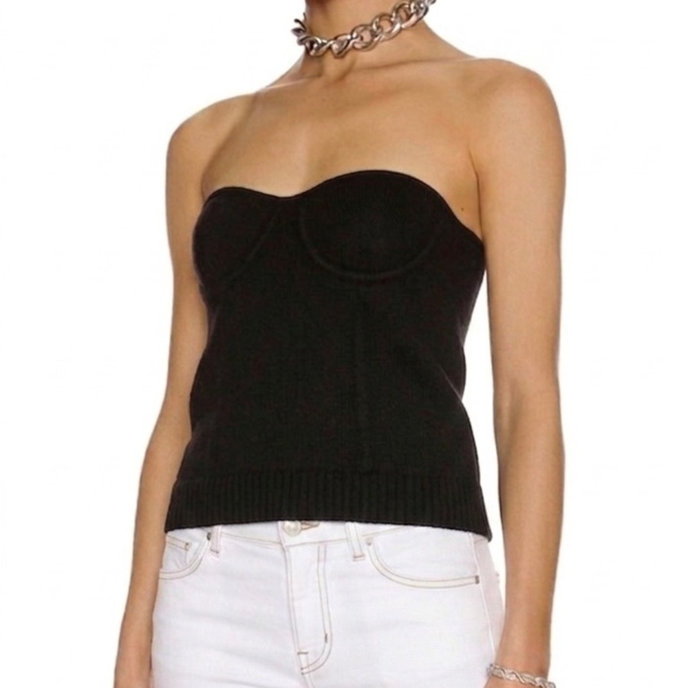 Helmut Lang Black Strapless Knit Bustier Corset